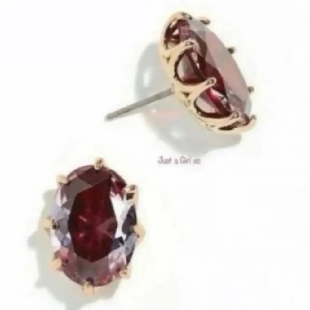 Kate Spade Berry Red Purple Cubic Zirconia‎ Oval Post Earrings